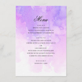 Menu Aquarela casamento roxo. Romântico lavanda
