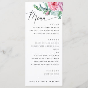 Menu Aquarela elegante floral boho casamento script