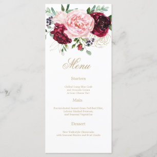 Menu Aquarela floral moderna elegante