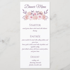 Menu Aquarela Flores Rosa-Vidro-Menu Casamento-