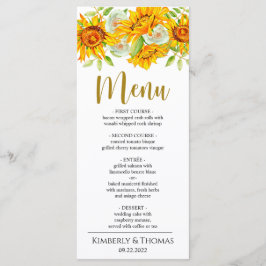 Menu Aquarela Girassóis Janto Casamento