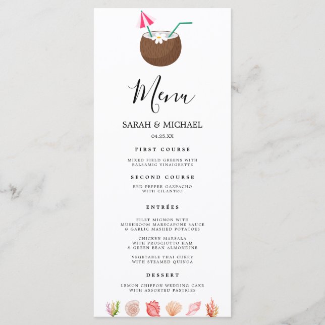 Menu Aquarela Moderna Praia de Verão (Frente)