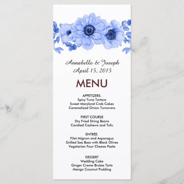 Menu aquarelas Florais Botânica Moderna Casamento (Frente)