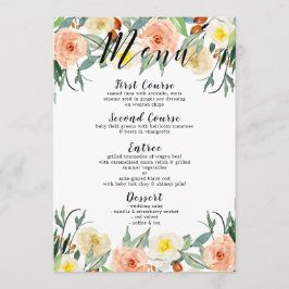 Menu Aquarelas Peach & White Garden Flowers