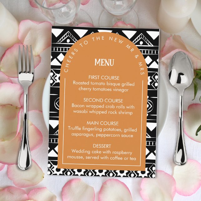 Menu Arca de Casamento Padrão de Boho Moderno Queimou L (Criador carregado)