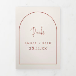 Menu Arch Cream & Terracotta Drinks para Casamento