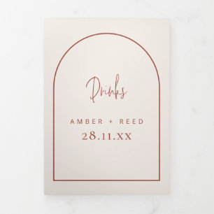 Menu Arch Cream & Terracotta Drinks para Casamento