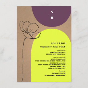 Menu Arches Florais Casamento Neon Plum Monograma