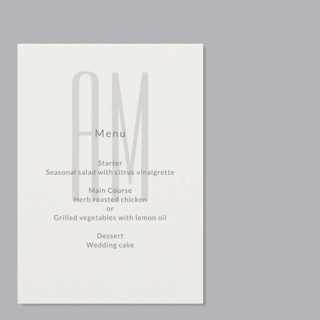 Menu Architectural Monogram Minimal Wedding (Criador carregado)