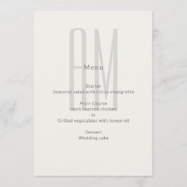 Menu Architectural Monogram Minimal Wedding