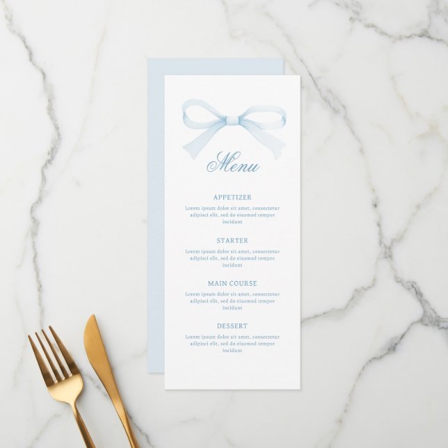 Menu Arco Clássico Azul Aquarela (Frente/Verso In Situ)