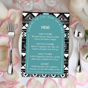 Menu Arco de Casamento com Padrão Boho Moderno Verde