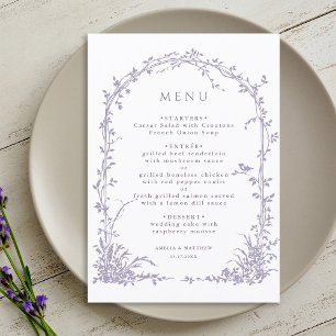 Menu Arco de Jardim Botânico Romântico de Lavanda para 