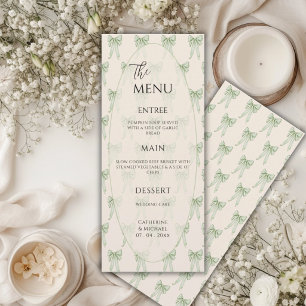Menu Arco de Laço de Fita Verde Casamento Elegante