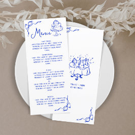 Menu Arco De Mão Azul Retro Moderno