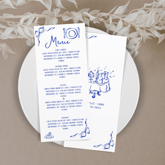 Menu Arco De Mão Azul Retro Moderno (Criador carregado)