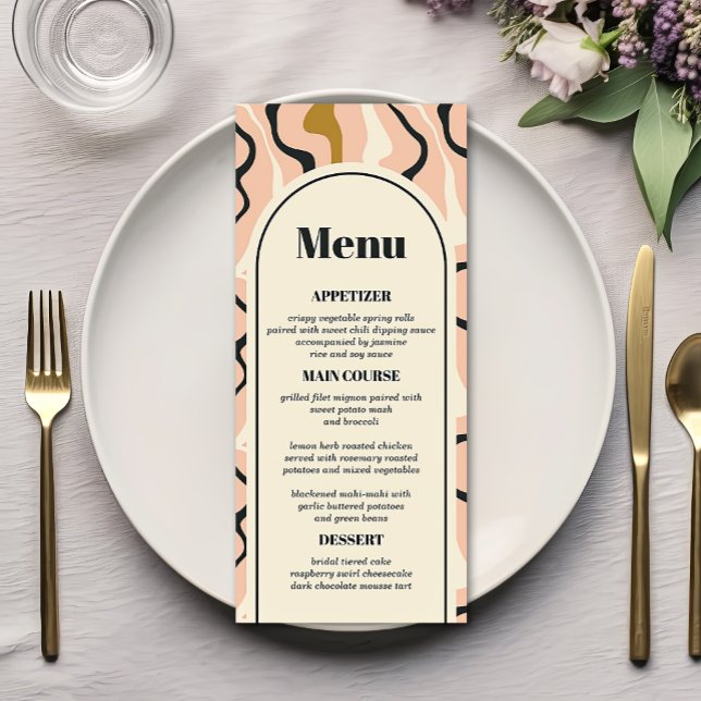 Menu Arco de Redemoinho Retro Rosa Preto Dourado Creme  (Criador carregado)
