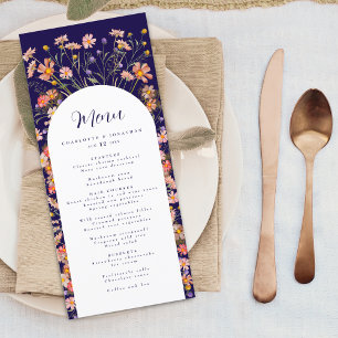 Menu Arco Floral de Flores Selvagens Boho Outono Azul M