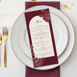 Menu Arco Floral de Noiva em Marfim com Burgundy Profun