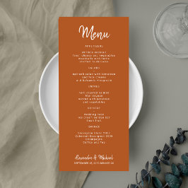 Menu Argumento moderno, simples casamento de terracotta