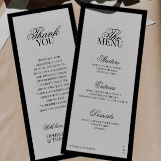 Menu Aria | Casamento Minimalista Clássico Preto e Bege