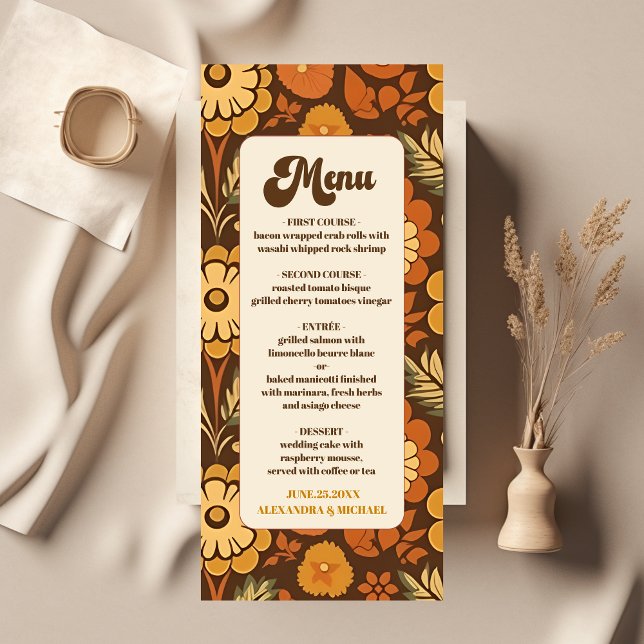 Menu Arquitetura Moderna Retro Casamento Floral dos Ano (Criador carregado)