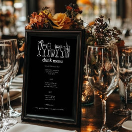 Menu Arranjo de Coquetéis Arranque Moderno de B&W Bebid