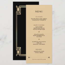 Menu Art Deco Elegant Gold Frame Wedding