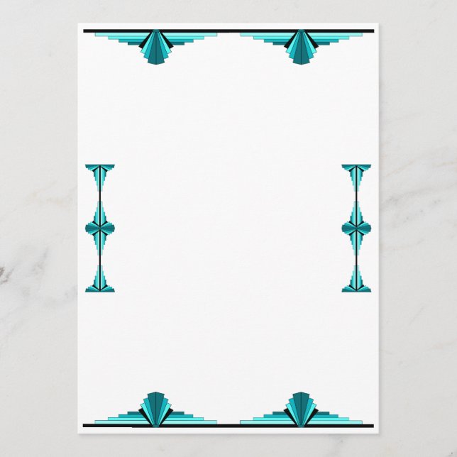 Menu Art deco elements in teal green (Frente)