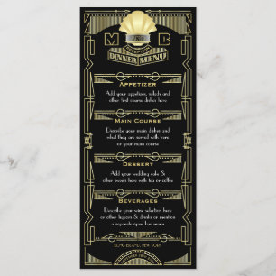 Menu Art Deco - Partido do Janto de Recepções de casa