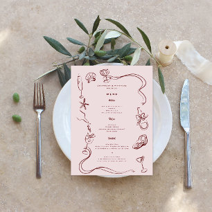 Menu Arte Caprichosa de Doodle Retro   Casamento