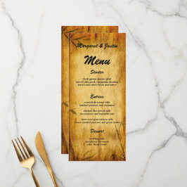Menu Arte de Bambu Japonês de casamento vintage