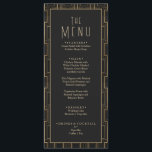 Menu Arte Dourada e negra elegante Casamento Gatsby<br><div class="desc">Elegante Black and Dourado Excelente Gatsby Wedding Menu Um rico elegante e padrão clássico de ouro e decoração de arte negra jantam menu janto de casamento.</div>