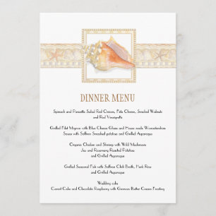 Menu Arte elegante dos casamentos de Shell do Conch da