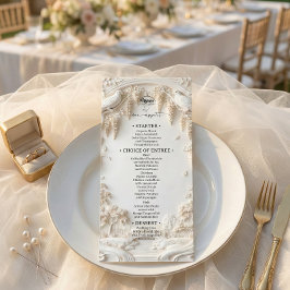 Menu Arte Fina Elegante Marfim Creme Falso Esculpida