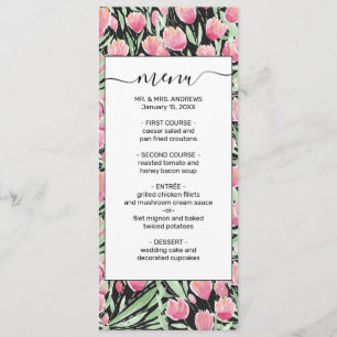 Menu Artsy Tulipas Pretas Verdes Rosa Tulipas Florais
