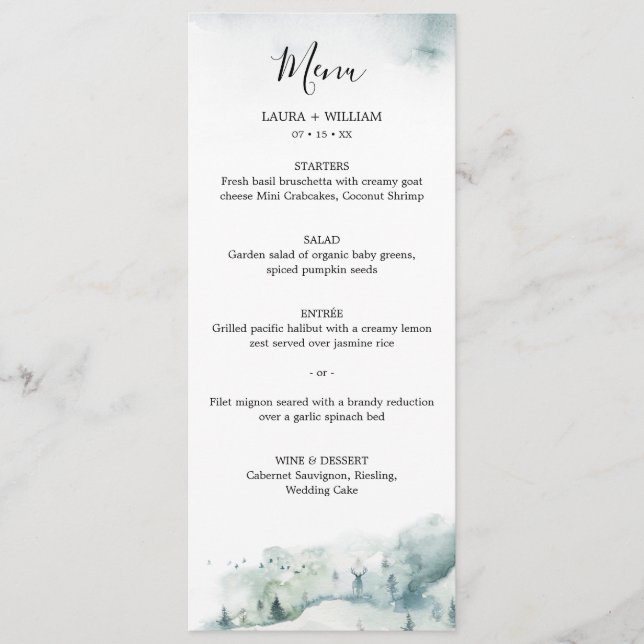 Menu Árvore de Natal de Pinheiro de Inverno Rústico Jan (Frente)