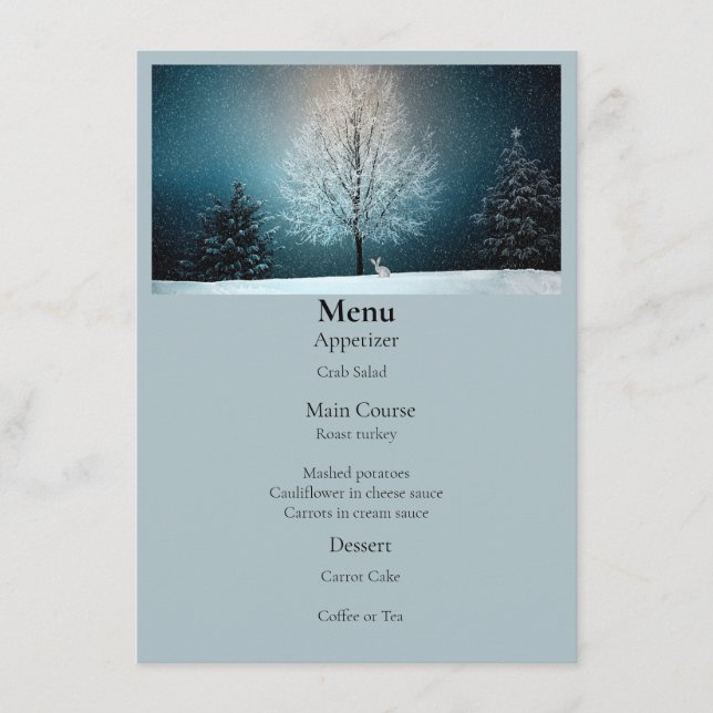 Menu Árvore gelada à noite (Frente)