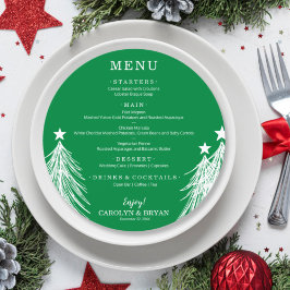 Menu Árvores de Natal Elegantes em Verde Redondo