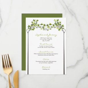 Menu As folhas do verde ataram o casamento do verão da
