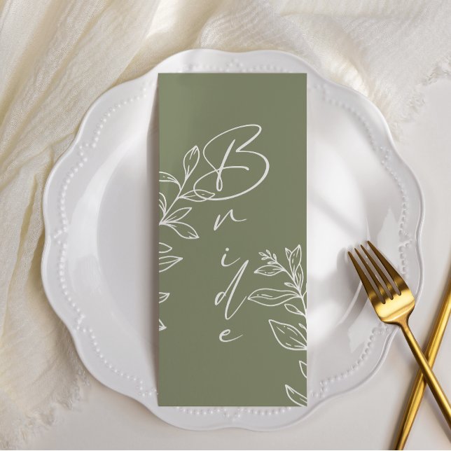 Menu Assento Reservado Flor Boho Verde Salvia (Criador carregado)
