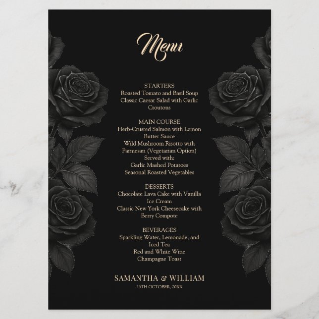 Menu Até que a morte nos faça parte do casamento Rosa g (Frente)