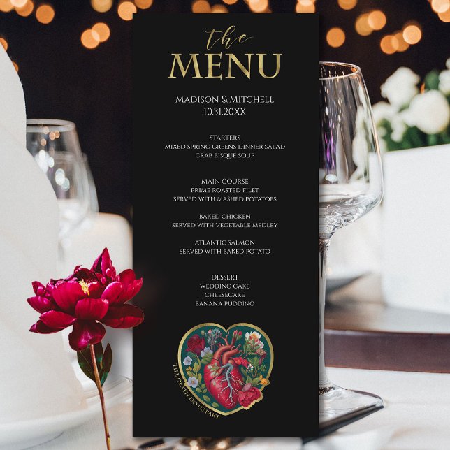 Menu Até que a Morte nos Separe Coração Gótico Hallowee (Criador carregado)