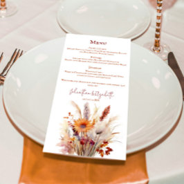Menu Autumn Boho Floral Wedding