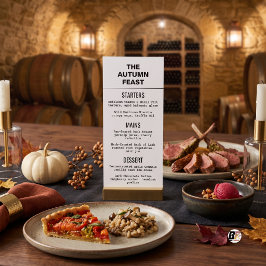 Menu Autumn Feast Minimal Typography Black White