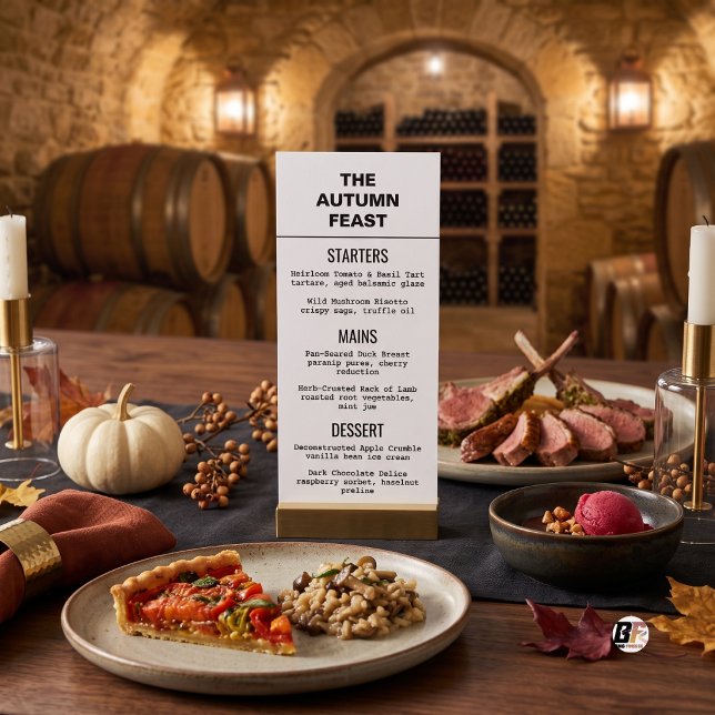 Menu Autumn Feast Minimal Typography Black White (Criador carregado)