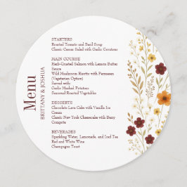 Menu Autumn Wildflower Elegant Boho Round