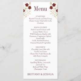 Menu Autumn Wildflower Elegant Boho Wedding