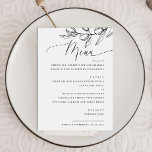 Menu Azeitona elegante. Delicado casamento botânico ita<br><div class="desc">Cardápio botânico italiano preto-e-branco,  delicado,  com roteiro elegante e galho de azeitona. Adequado para aniversário,  aniversário e qualquer outra festa. Entre em contato comigo se precisar de itens adicionais.</div>