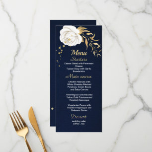 menu azul branco marinho floral